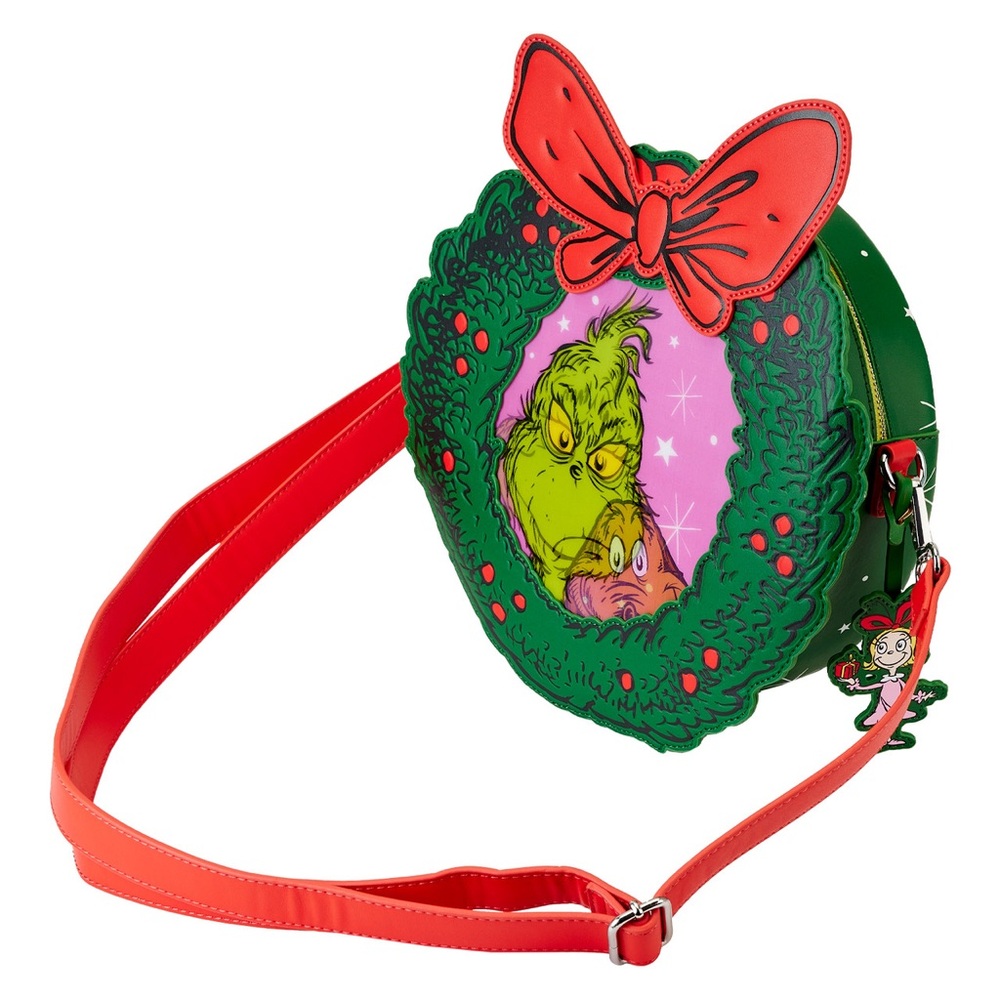Universal Studios Parks Grinch and Max Lenticular Wreath Loungefly Crossbody Bag - Picture 11 of 12